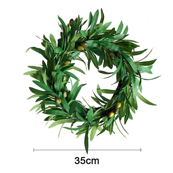 Hængende Olivenblad Girland Kunstig Vine Girland Dekorationer Bryllupsbue Arrangement Vægdækning (YJD) Round Wreath