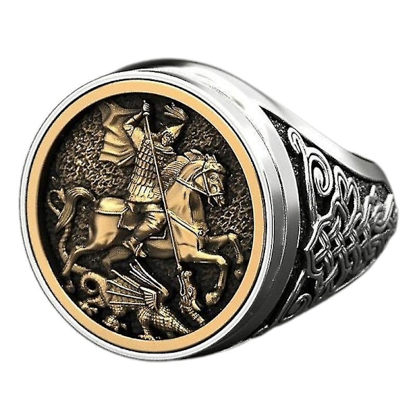 Unik stil herr signet ringar handgjorda Saint George porträtt romersk soldat ring  (YJD) 8