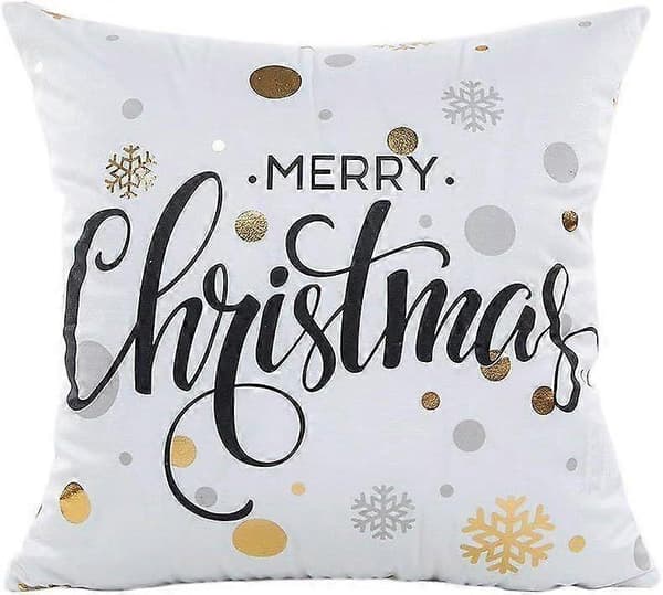 Set med 4 julkuddar, plyschkuddfodral, julkuddfodral med snöflingor, 45x45 cm[YJD]