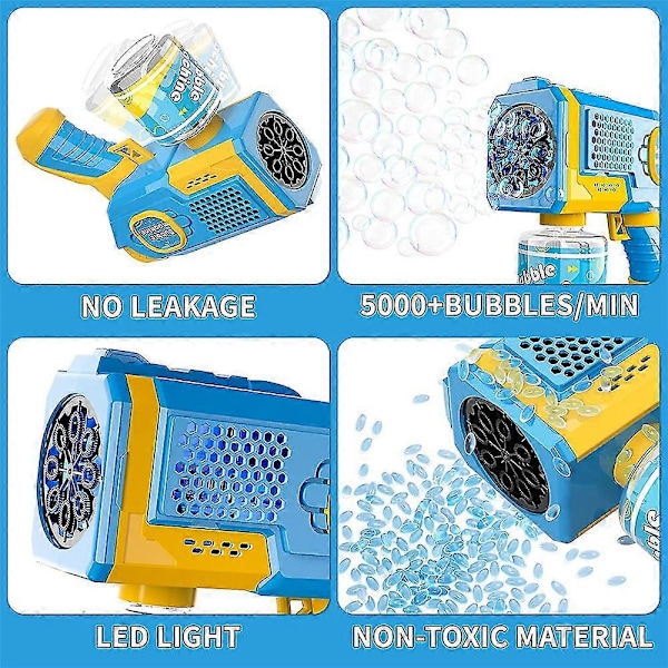 8-håls bubbelpistol för barn, bubbelmaskin, bubbelpistol för barn, automatisk bubbelpistol för småbarn, festgåva, födelsedagspresent [YJD] blue
