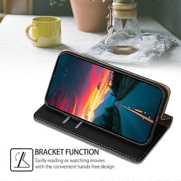 For Huawei nova 12i 4G Deksel Magnetisk Auto Lukkende Lær Lommebok Telefon Deksel[HK] Black