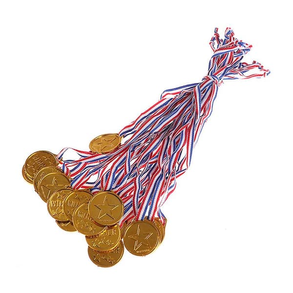 20 st Barn Guld Plast Vinnarmedaljer Idrottsdag Festpåse Pris Utmärkelser Leksaker För Festdekor[YJD] Gold 20pcs