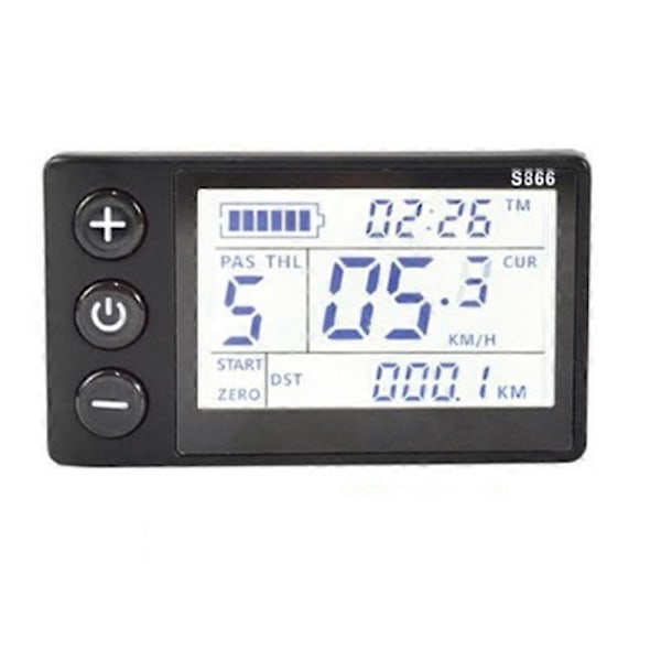 S866 Elektrisk Cykel LCD Display E-cykel Elektrisk Scooter Display Meter Kontrolpanel med Vandtæt Stik[YJD] Black
