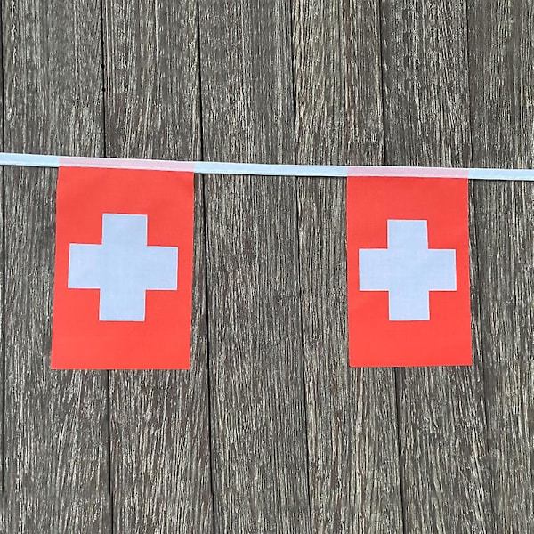 20 st/set Schweiz Flaggband Pennant Sträng Banner Schweiziska Flaggband Festival Party Semester kk