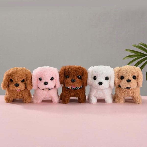 Elektronisk Robot Hund Gående Barkande Svansviftande Valp Plush Leksak Barnpresenter, 100% Ny_v (YJD) Apricot