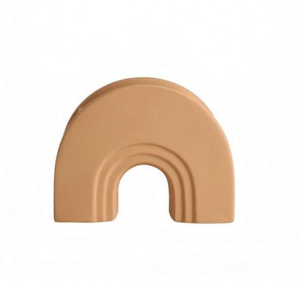 Vit porslinsvas med välvd båge | Slät matt finish, skulptural dekoration[YJD] Beige