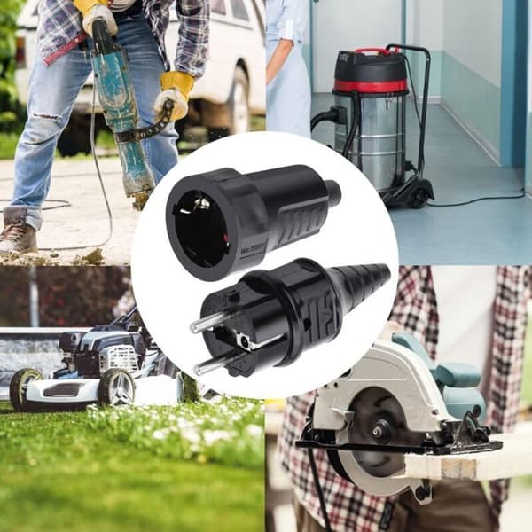 Hanprop til hunstik-sæt - YYV - 250V 16A - Gummi - IP44 - Sort [YJD][YJD] Black