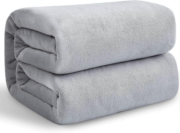 Koseteppe grå 150 x 200 cm teppe fleeceteppe ekstra mykt og varmt sofateppe/koseteppe fluffy teppe mikrofiber sengeteppe b[YJD]