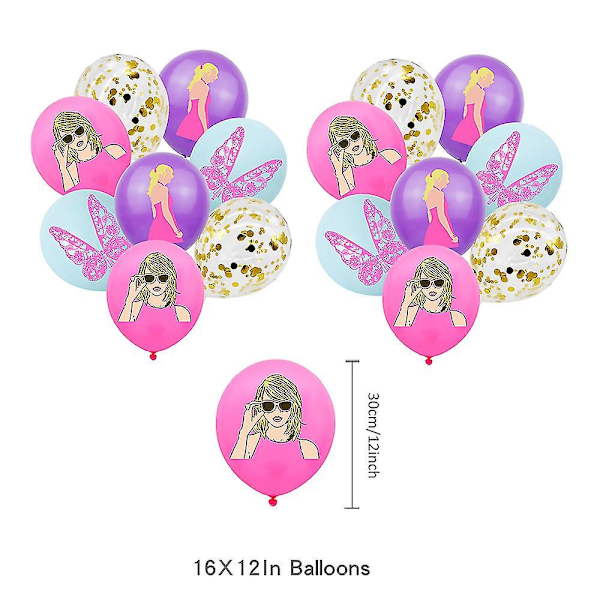 2024 Taylor Swift-tema rosa barnkalasfest dekoration kit banderoll ballonger tårta cupcake toppers set  (YJD)