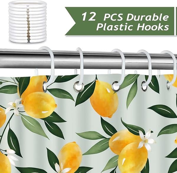 Frukt Grön Blad Duschdraperi 180x180cm Vattenavvisande Mögelresistent Polyester med 12 Krokar[YJD]