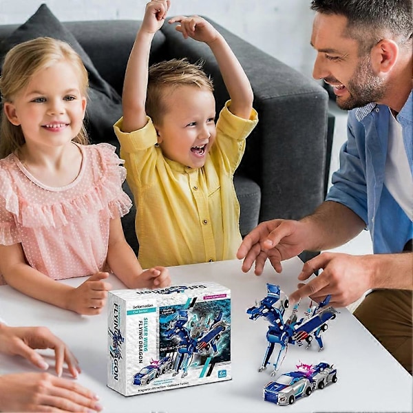 Muuntuvat Yksisarviset Auto Lelu Helppo DIY Koota Muuntaja Lelu Yllätyslahja [YJD] Pink