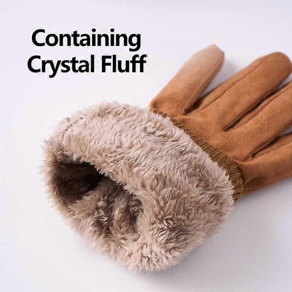 Suede Cykelhandsker til Mænd Vinter Tykke Handsker Vandring Polyester Touch Screen Varme Fluffy Motorcykel Bløde Leveringshandsker[YJD] One Size