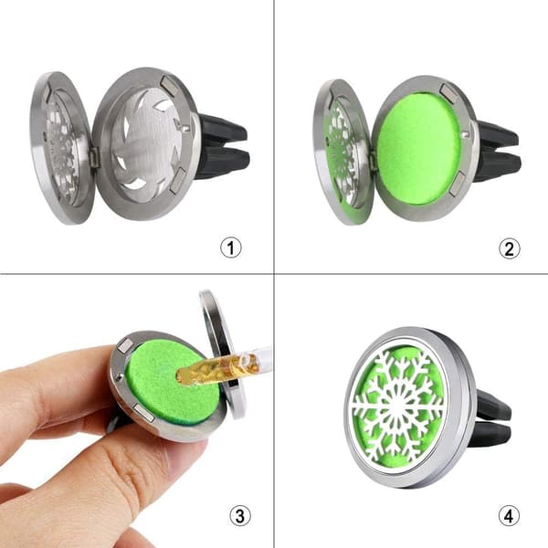 Vicloon Bil Aromaterapi Eterisk Olja Diffuser, Rostfritt Stål Eterisk Olja Diffuser, Bil Luftfräschare Klämma, Rostfritt Stål Luftfräschare[YJD] 1pcs-Snowflake Style