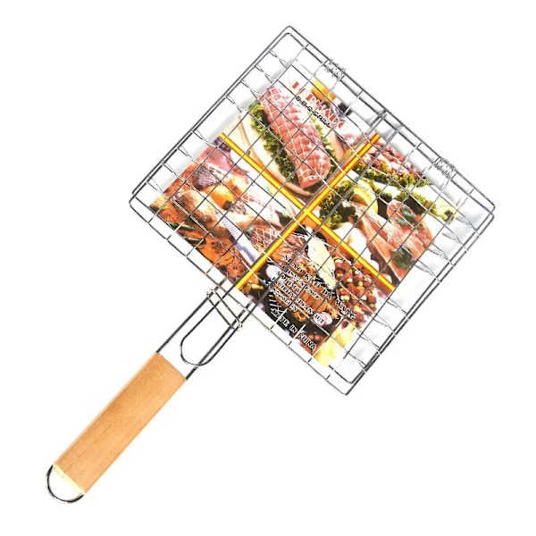 Grillkorg Rostfritt Stål Stor Hopfällbar Grillkorg Bärbar Utomhus Camping BBQ Rack för Fisk Matlagnings Tillbehör (YJD) B