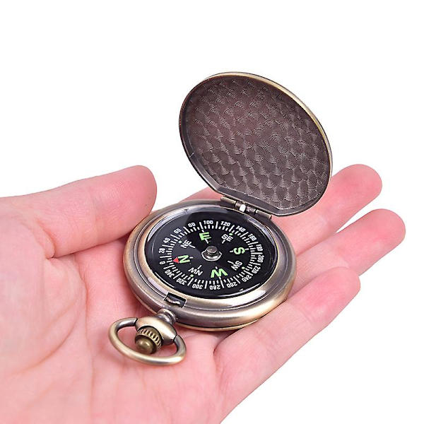 Vintage pronssinen kompassi design taskukello retro taskukello kompassi sinkkiseos [YJD] Bronze 1pc