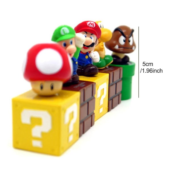 5 stk Super Mario Figurer Leke - Mario & Luigi Figurer - Yoshi & Mario Bros Actionfigurer Kaketopper Pynt Gaver Til Barn Fans  (YJD)