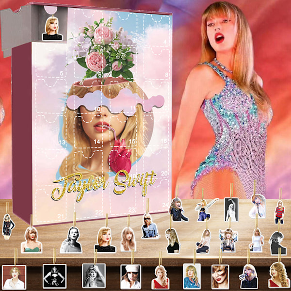 Julekalender 2024 Taylor Swift - Tell ned med 24 overraskelsesgaver, julepynt og armbånd, perfekt for jul og advent A