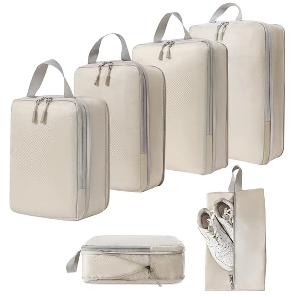 Reseorganisatör Kompressionspackningskuber Set om 6 [YJD] beige