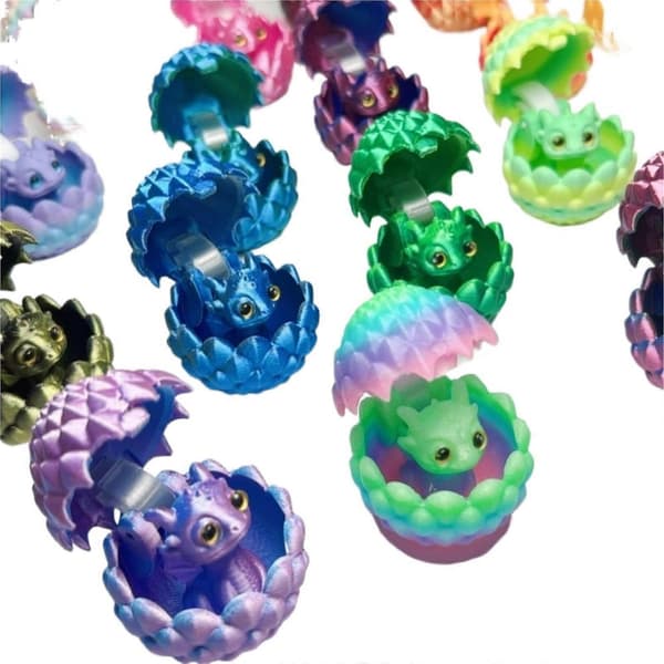 1 st 3D-printade drakäggsfigurer Djurdrake Fidget-simuleringsögon Hemtillbehör[YJD]