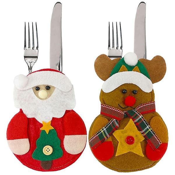 8 stk. julepynt snemand køkken bestik holder taske julepynt [YJD] Multicolor 8 Pcs