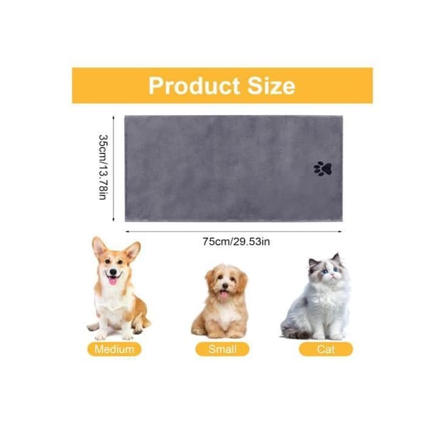 Sæt med 4 hundehåndklæder, 75 x 35 cm, ekstra absorberende, stort hundehåndklæde, hurtigtørrende håndklæder (YJD)