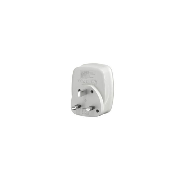 EU/UK reseadapter - 4 USB-portar - Vit - Voltman