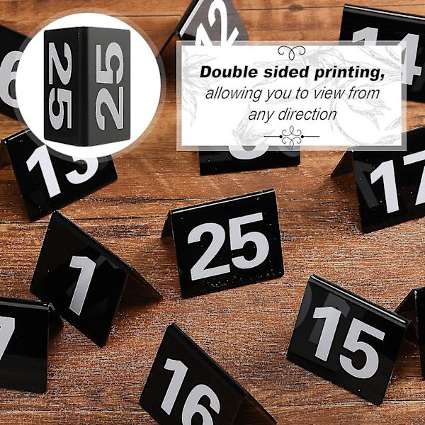Pöytänumerot 1-25 Akryyli Kaksoispuoleiset Numeroitu Pöytäteltat Muovi Ravintola Hääpöytä Numero Pöytäteltta Numerokortit Merkit (YJD)