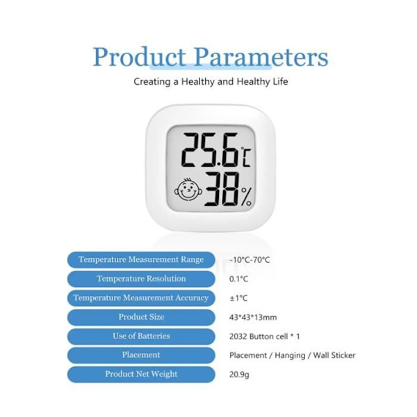 Termometer Hygrometer - Mini LCD - Inomhus - Rektangulär - Batteridriven [YJD][YJD]