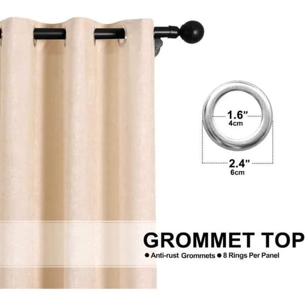 Mørklægningsgardin - Ikke specificeret - 132x160cm - Lys Beige - Øjer - Termisk isolering (YJD)