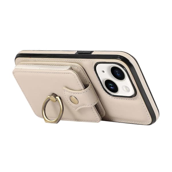 iPhone 15 Læder Etui med Lang Rem, TPU+PU Beskyttelse, Multi-Farvet Beige[YJD] Multicolor Beige