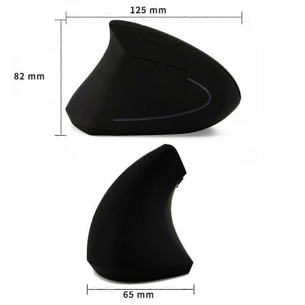 Kablet versjon 2,4 GHz vertikal mus for venstrehendte [YJD] Black