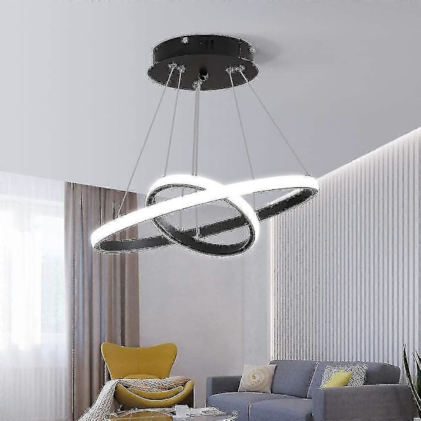 Goeco LED Sirkulær Lysekrone, Justerbar Pendellampe 28w 6500k, Moderne Taklampe To Sirkler Diameter 40cm[YJD] Transparent color F OPP Package