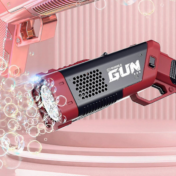 Kampanj 50% Rabatt Bubble Gun, Automatisk Bubbelmaskin Med 3 Bubbellösningar, 10-håls Bubbelblåsleksak Med Ljus och Ljud För Barn Vuxna G[HK] Pink