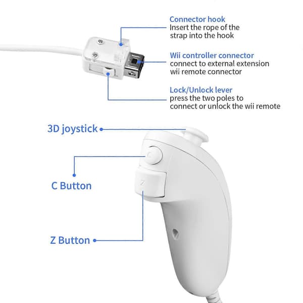 Wii trådløs Nunchuk-controller 2-pak med joystick og knap [YJD]
