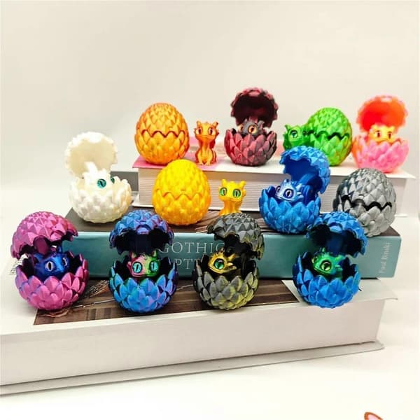 1 stk 3D-printede drageeggfigurer Dyredrage Fidget-simuleringsøyne Hjemmetilbehør[YJD]