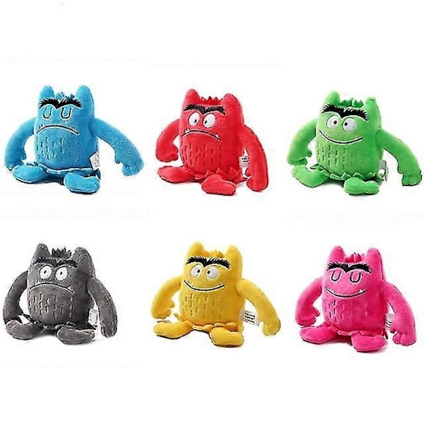 6-pack plyschdocka Peluche lugna färg känslor plushie stoppad leksak för barn jul_v (YJD) 6pcs set