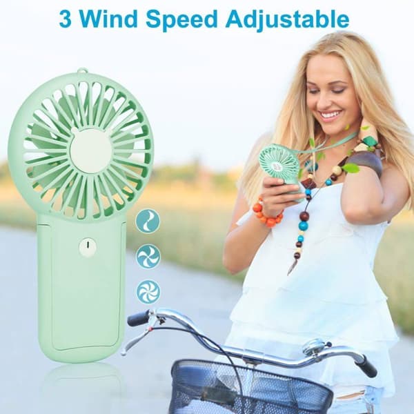 JZSH Bærbar Ventilator - Genopladelig USB Øjenvippeventilator, Grøn - til Børn, Kvinder, Indendørs/Udendørs (YJD)