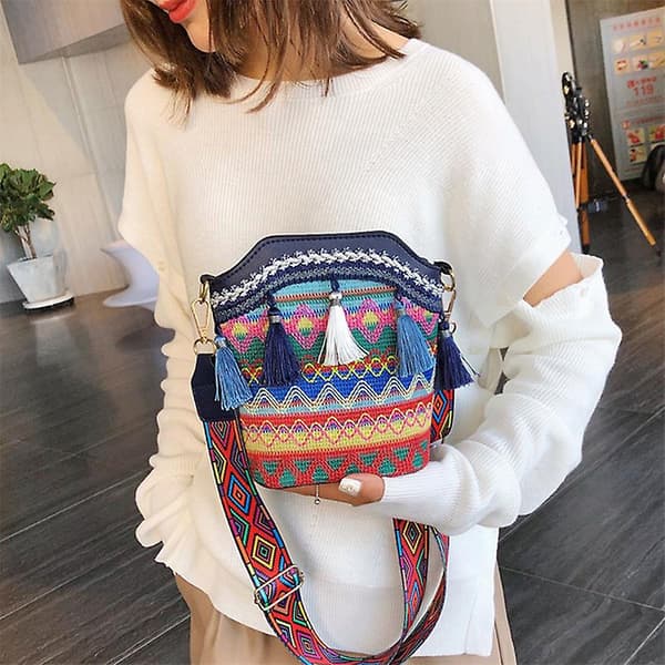 Casual Handvävda Väskor Retro Flap Rattan Halm Strand Tofs Kvinnor Messenger Väskor[YJD] A3