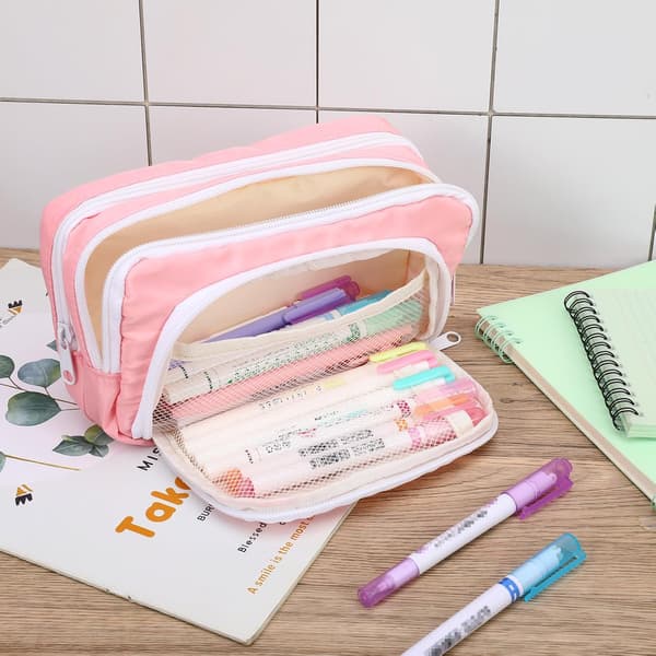 Stor pennal med flere rom [YJD] Pink