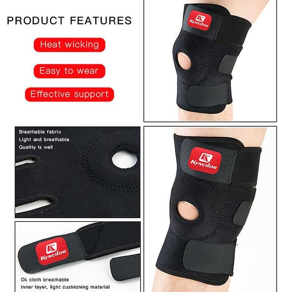 1 st Knäskydd Öppen Patella Stöd Justerbart Elastiskt Sport Knäskydd [YJD] Black 1pc