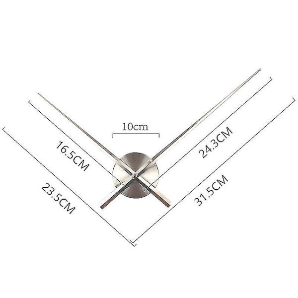 3D-kellot - DIY - Suuret 3D-seinäkellot - Koti-sisustus. Kvartsikello. Tarvikkeet (hopea) (YJD)