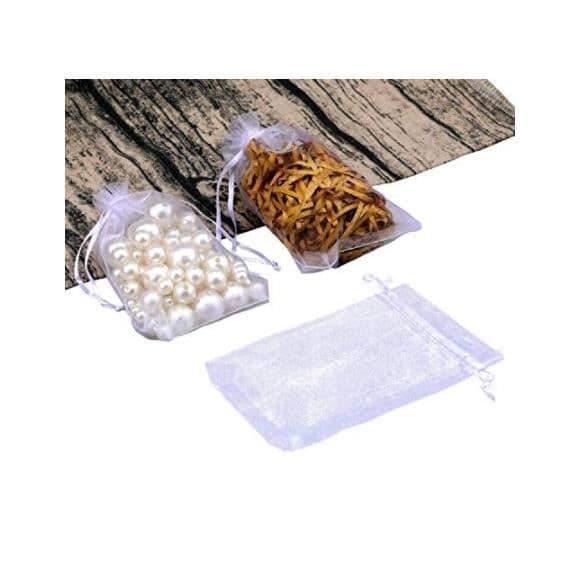 Presentpåsar/påsar - Organza - 100 st - 10x15cm - Vit - Perfekt för bröllop och fester [YJD][YJD] White