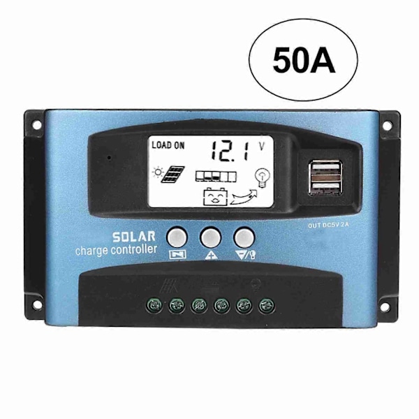 MPPT 50A Solarladdningsregulator Dubbel USB LCD-skärm 12V 24V[YJD]