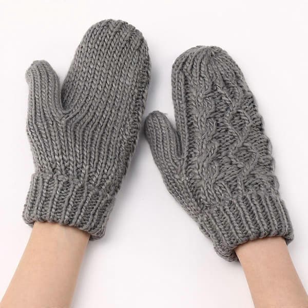 Diamantformade vantar höst och vinter damstickade ull- och sammetstjocka fashionabla fingervarma handskar[YJD]