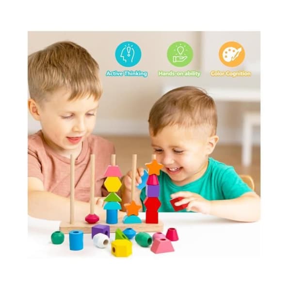 Treleke - Unisex - 2 i 1 - Perlesortering - Formgjenkjenning - Alder 3 og oppover[YJD]