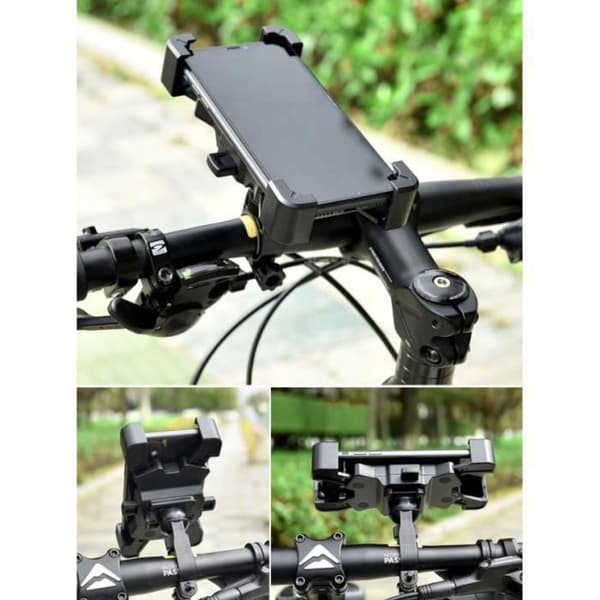 Telefonholder - Universal - Sort - Hurtig montering - 360° rotation - Sort PVC/Silikone - CYKELTILBEHØR (YJD)