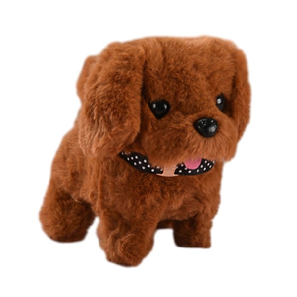 Elektronisk Robot Hund Gående Barkande Svansviftande Valp Plush Leksak Barnpresenter, 100% Ny_v (YJD) brown