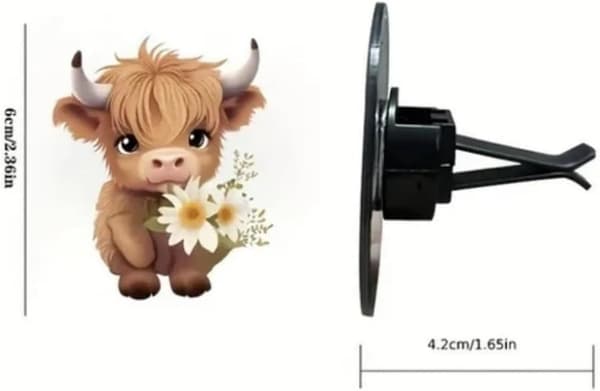 Vent Clips Airfrisker, Bil Aromaterapi Diffuser Vent Clip | 2D Akryl Sød Højlandsko Form Parfume Aromaterapi Diffuser til SUV RV S[YJD]