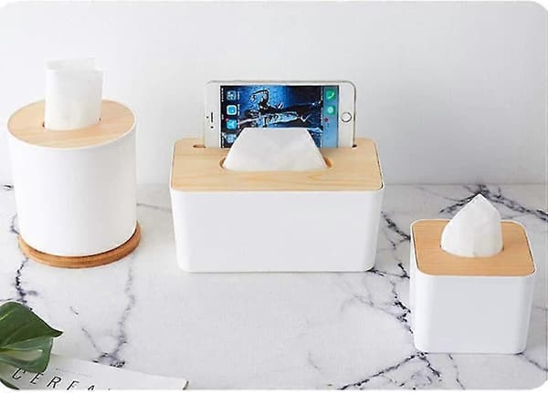 2 stk. rund tissueboks tissueholder cover desktop servietopbevaringsboks til hjemmehotel [YJD]