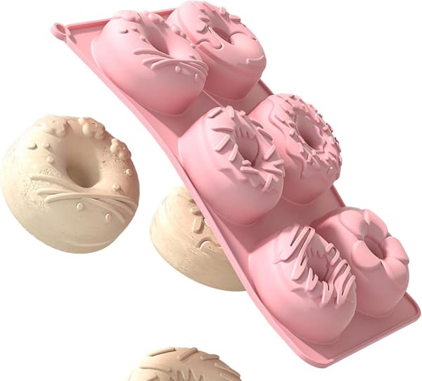Smultringbakeform, 6-hulls silikonform, non-stick brett med solid lag, matsikker med raffinert tekstur, kjøkkentilbehør, matlaging[YJD]